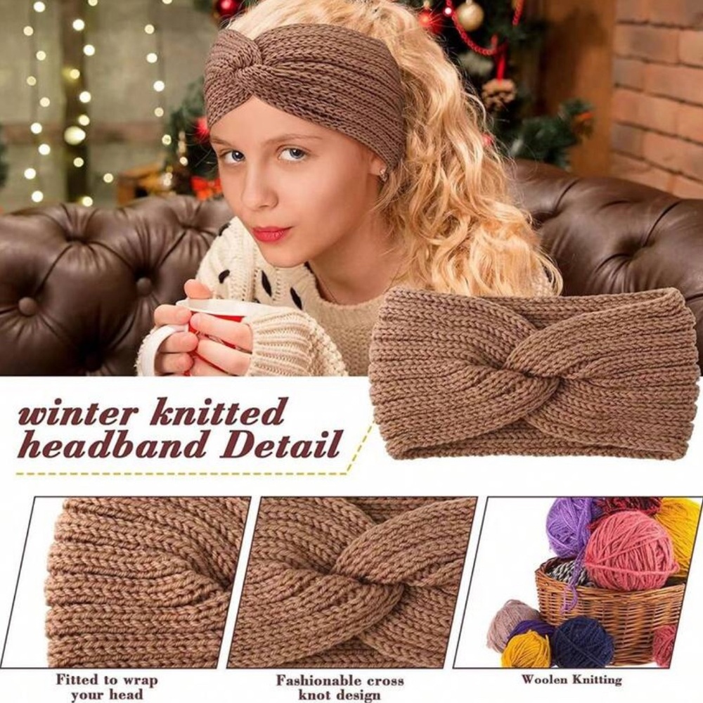 🌹 Pick Your Color - Stylish Knitted Headbands - Black, Cream or Brown - Picture 6 of 6